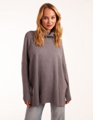 High Neck Boxy Jumper - M/L / GREY