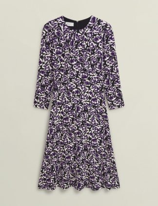 Hobbs Women's Floral Midi Skater Dress - 12REG - Purple Mix, Purple Mix