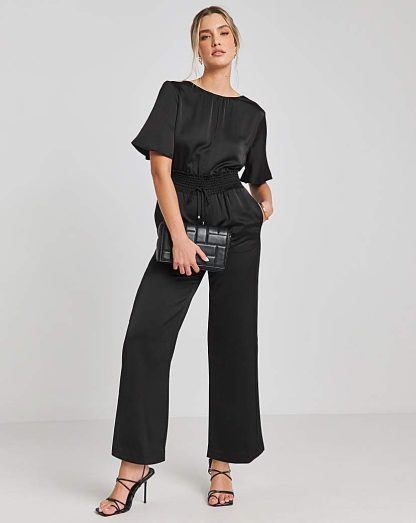 Joanna Hope Black Satin Jumpsuit