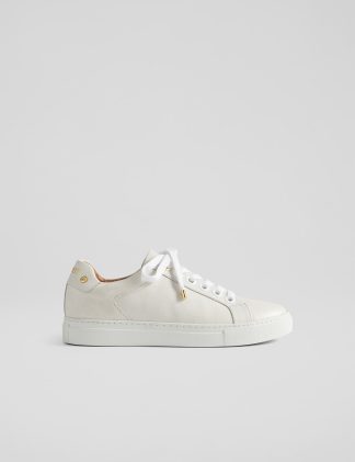 Lk Bennett Women's Leather Lace Up Trainers - 5 - White, White,White Mix