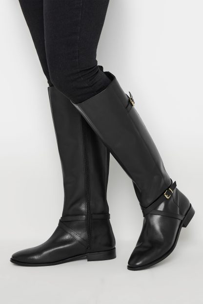 Lts Black Leather Riding Boots In Standard D Fit Standard > 13 Lts | Tall Women's Knee High Boots