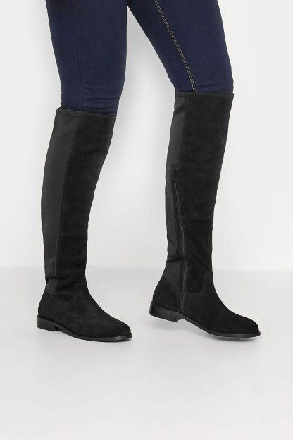 Lts Black Over The Knee 50/50 Suede Boot In Standard Fit Standard > 13 Lts | Tall Women's Knee High Boots