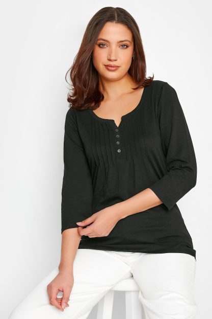 Lts Made For Good Tall Black Henley Top 18 Lts | Tall Women's Long Sleeve Tops