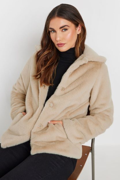 Lts Tall Beige Brown Faux Fur Coat 24 Lts | Tall Women's Coats