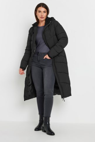 Lts Tall Black Borg Hooded Padded Coat 22-24 Lts | Tall Women's Coats