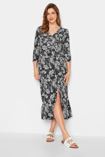 Lts Tall Black Ditsy Floral Midi Dress 26-28 Lts | Tall Women's Midi Dresses