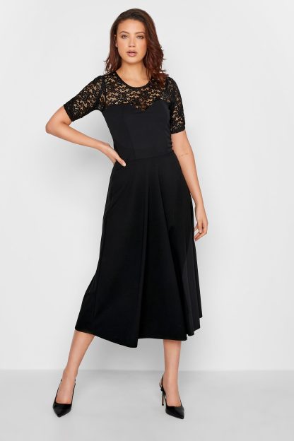 Lts Tall Black Lace Midi Dress 22-24 Lts | Tall Women's Black Dresses