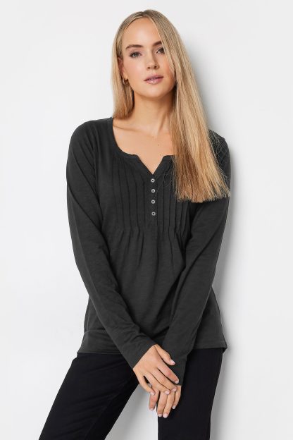 Lts Tall Black Long Sleeve Henley Top 22-24 Lts | Tall Women's Long Sleeve Tops