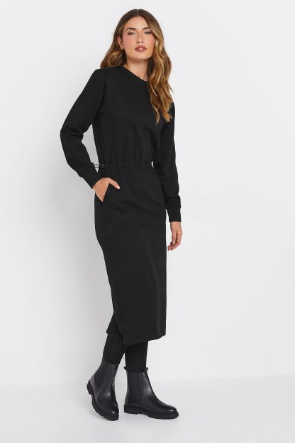 Lts Tall Black Sweatshirt Midi Dress 22-24 Lts | Tall Women's Midi Dresses