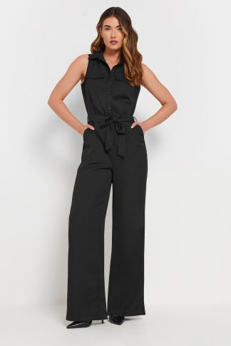 Lts Tall Black Woven Sleeveless Wide Leg Jumpsuit 20 Lts | Tall Women's Jumpsuits