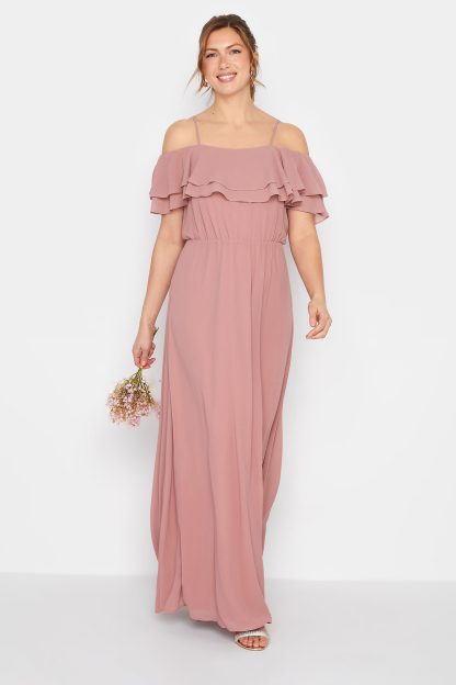 Lts Tall Blush Pink Ruffle Maxi Dress 22 Lts | Tall Women's Maxi Dresses