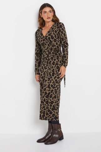 Lts Tall Brown Leopard Print Wrap Dress 22-24 Lts | Tall Women's Midaxi Dresses