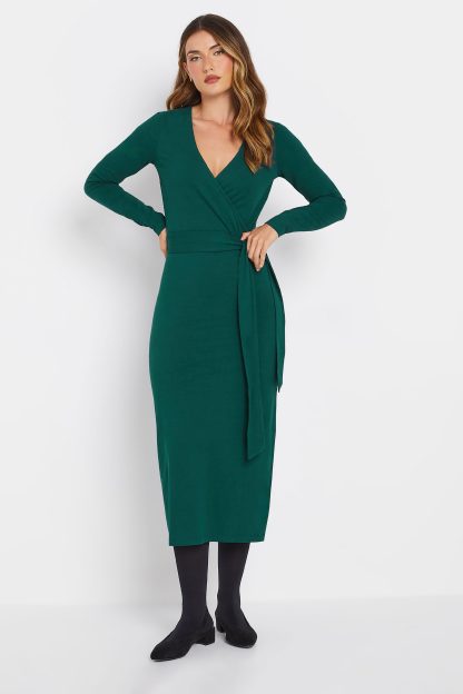 Lts Tall Dark Green Wrap Midi Dress 12 Lts | Tall Women's Midi Dresses