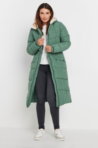 Lts Tall Green Borg Hooded Padded Coat 22-24 Lts | Tall Women's Coats