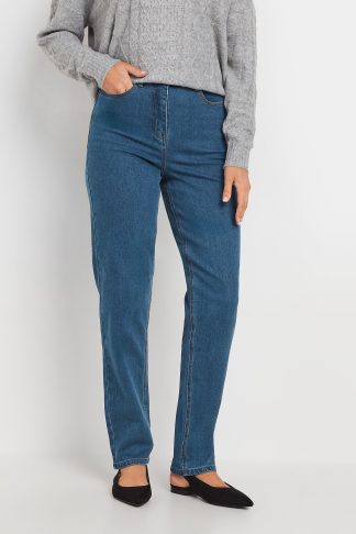 Lts Tall Indigo Blue Washed Una Stretch Mom Jeans Ex Long > 22 Lts | Tall Women's Mom & Boyfriend Jeans