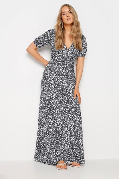 Lts Tall Navy Blue Ditsy Floral Print Maxi Wrap Dress 22-24 Lts | Tall Women's Maxi Dresses