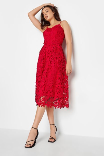 Lts Tall Red Lace Midi Dress 22 Lts | Tall Women's Midi Dresses