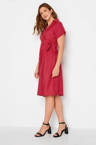 Lts Tall Red Wrap Front Midi Dress 28 Lts | Tall Women's Wrap Dresses