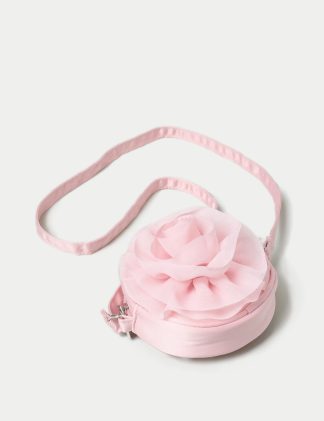 M&S Collection Girls Flower Crossbody Bag - Pink, Pink