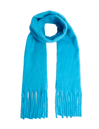 M&S Collection Women's Brushed Colour Block Tassel Scarf - Turquoise, Turquoise,Camel,Burgundy