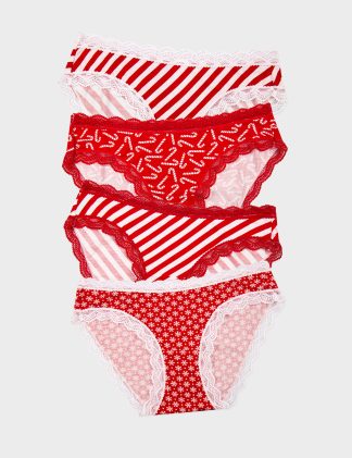 Stripe & Stare Women's 4pk Christmas Bikini Knickers - 4XL - Red Mix, Red Mix