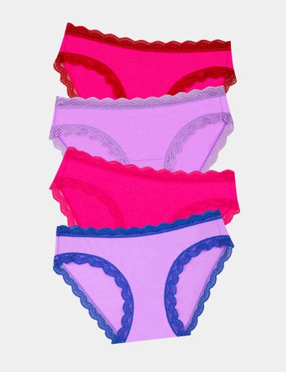 Stripe & Stare Women's 4pk Modal Rich Bikini Knickers - Pink Mix, Pink Mix