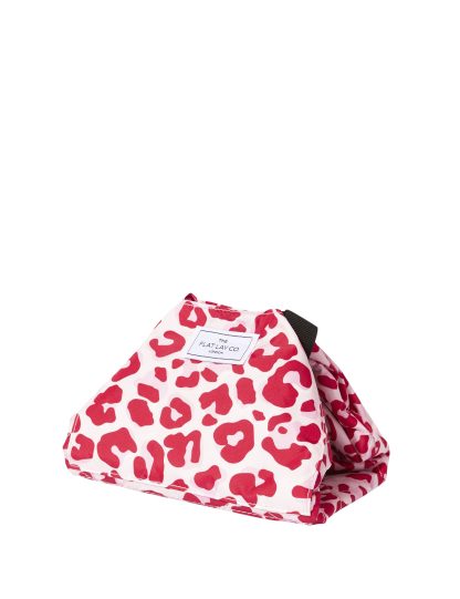 The Flat Lay Co. Women's Open Flat Makeup Bag In Pink Leopard