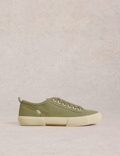 White Stuff Women's Canvas Trainers - 5 - Green, White,Blue,Natural,Green