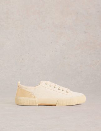 White Stuff Women's Canvas Trainers - 6 - Natural, White,Pink,Blue,Green,Natural,Yellow