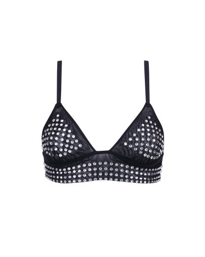 Bluebella BB x Ashish Silver Diamante Satin and Mesh Soft Bralette