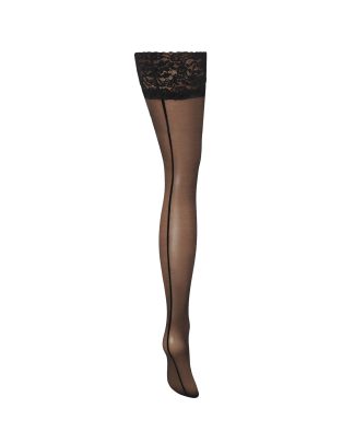 Bluebella Back Seam Leg/Lace Top Stockings Black