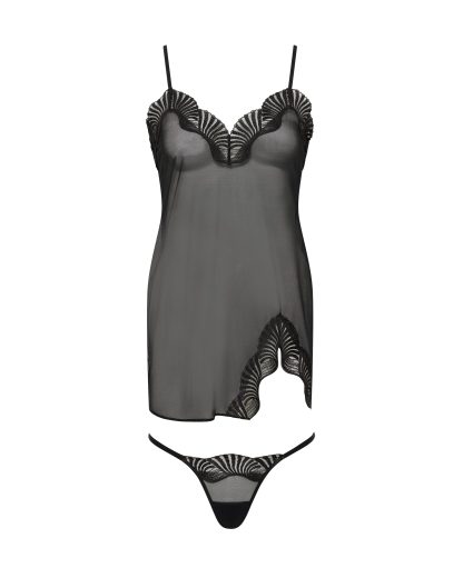 Bluebella Trista Short Chemise and Thong Set Black