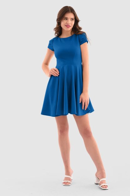 Closet London Blue Skater Dress Size:10