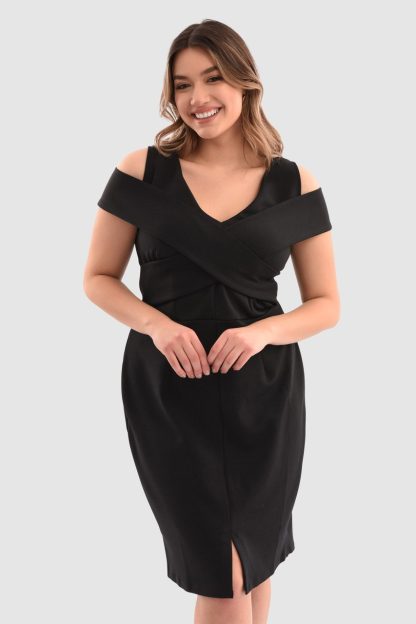 Closet London Curves Black Bodycon Dress Size:12