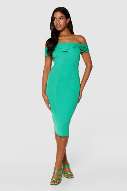 Closet London Green Midi Bodycon Dress Size:10