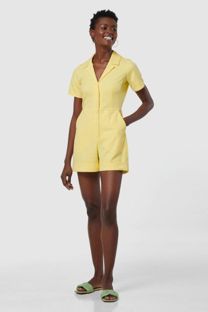 Closet London Lemon Yellow Shirt Playsuit