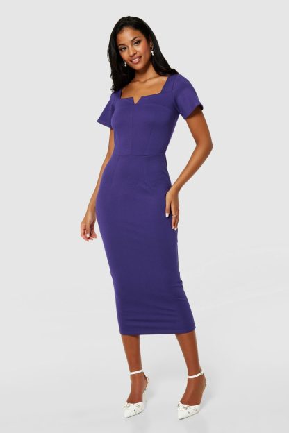 Closet London Purple Bodycon Dress Size:10