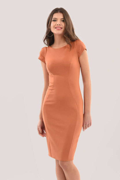 Closet London Rust Jersey Bodycon Dress Size:10