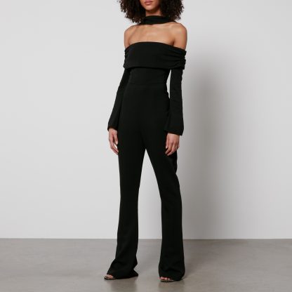 De La Vali Albie Off-Shoulder Halterneck Crepe Jumpsuit