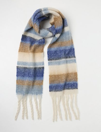 Fatface Women's Striped Scarf - Blue Mix, Blue Mix