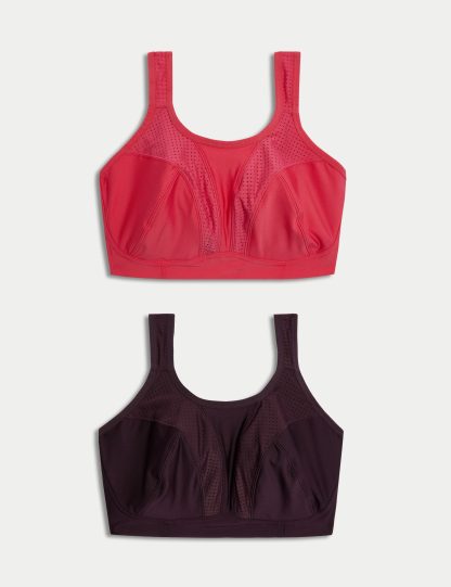 Goodmove Women's 2 Pack Ultimate Support Non Wired Sports Bras F-H - 42F - Blackberry, Blackberry