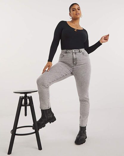 Grey Slim Mom Jean