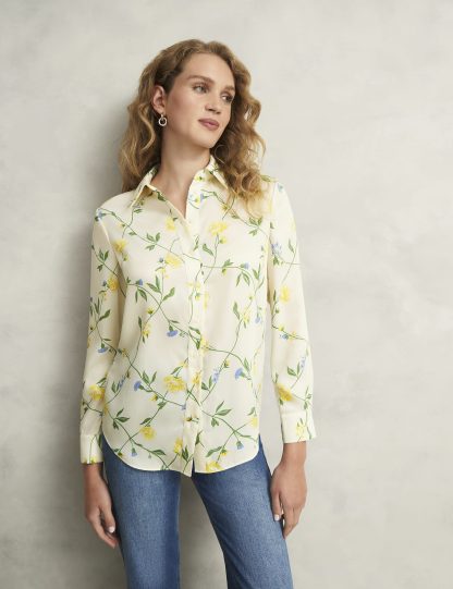 Hobbs Women's Chiffon Floral Shirt - 10 - Ivory Mix, Ivory Mix