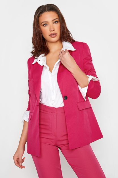 Lts Tall Dark Pink Scuba Crepe Blazer 22-24 Lts | Tall Women's Suit Jackets