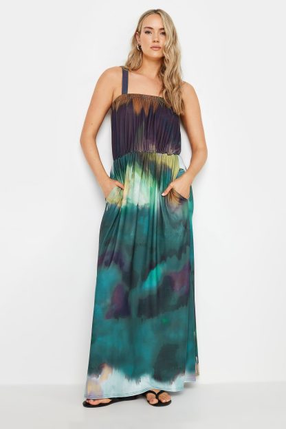 Lts Tall Green & Purple Ombre Maxi Dress 18 Lts | Tall Women's Maxi Dresses