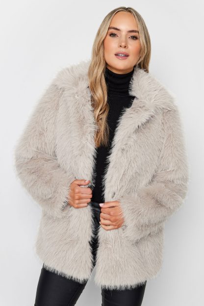 Lts Tall Light Grey Faux Fur Coat 18 Lts | Tall Women's Coats