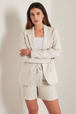 Lts Tall Stone Brown Linen Tailored Blazer 24 Lts | Tall Women's Blazer Jackets