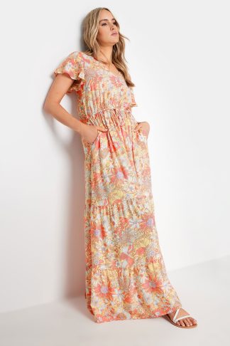 Lts Tall Yellow Floral Print Maxi Dress 24 Lts | Tall Women's Maxi Dresses