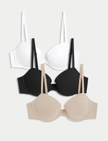 M&S Collection Women's 3pk Cotton Rich Wired Balcony Bras A-E - 40E - Opaline Mix, Opaline Mix