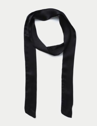 M&S Collection Women's Black Satin Look Scarf, Black